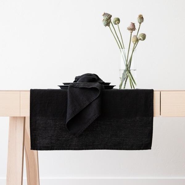 Linenme Linen Fabric Sample Black Terra