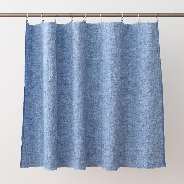 Linenme Linen Fabric Sample Blue White Chevron