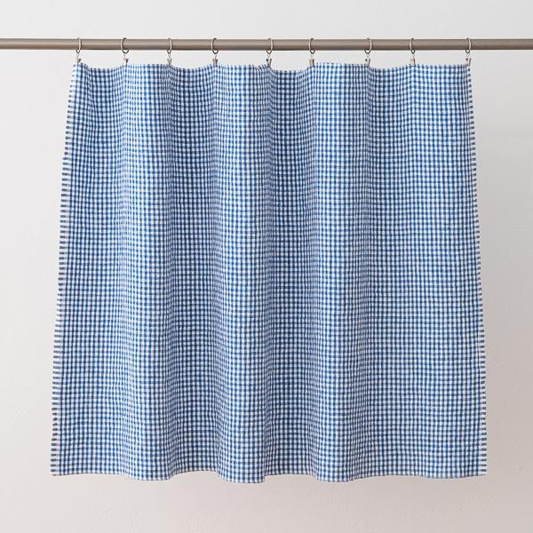 Linenme Linen Fabric Sample Blue White Gingham