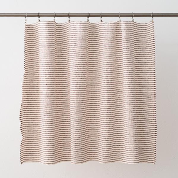 Linenme Linen Fabric Sample Cacao White Brittany