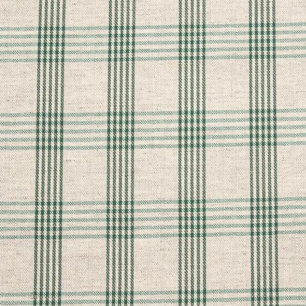 linenme Linen Fabric Sample Check Natural Green