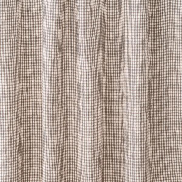linenme Linen Fabric Sample Natural White Gingham