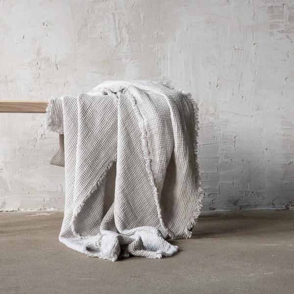 Linenme Linen Fabric Sample Waffle Silver