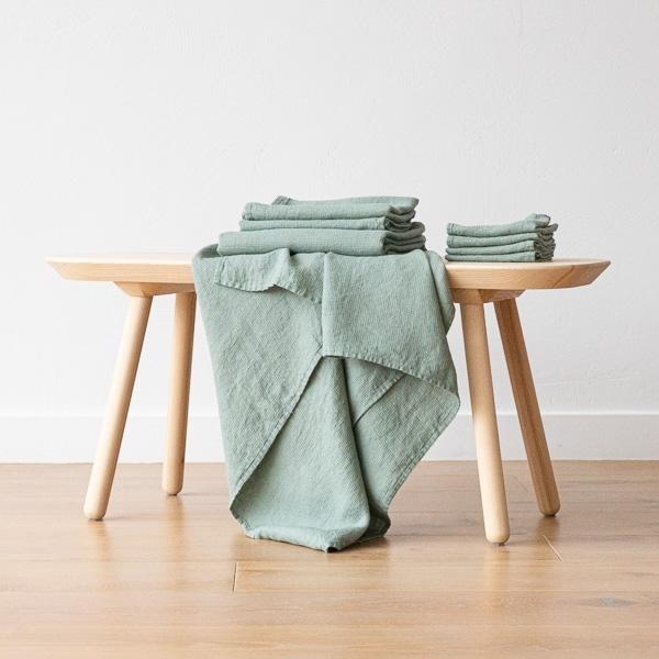 Linenme Linen Fabric Sample Waffle Spa Green