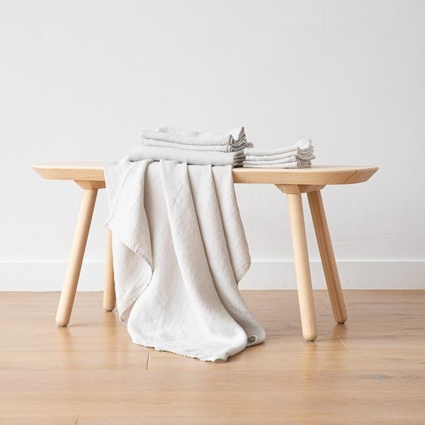 Linenme Linen Fabric Silver Waffle