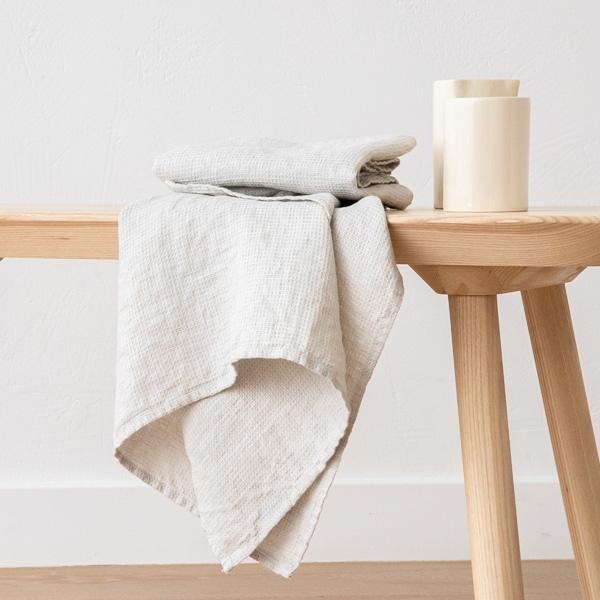 Linenme Linen Fabric Silver Waffle