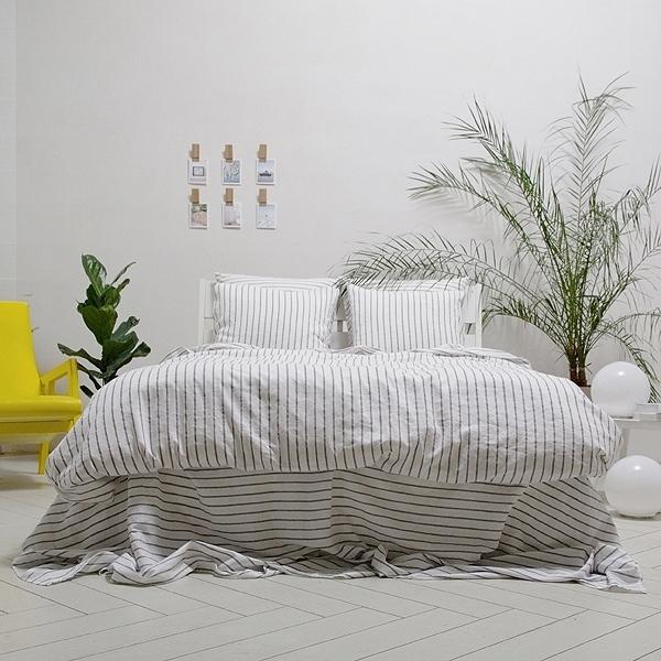 Linenme Linen Fabric Stripe Indigo