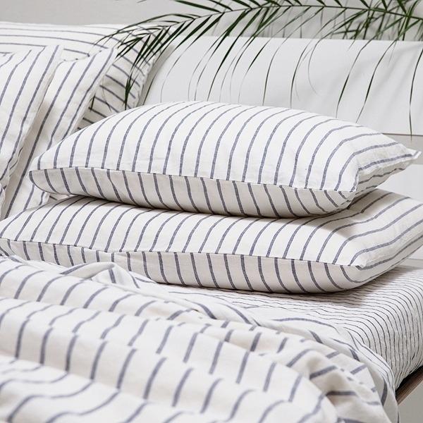 Linenme Linen Fabric Stripe Indigo