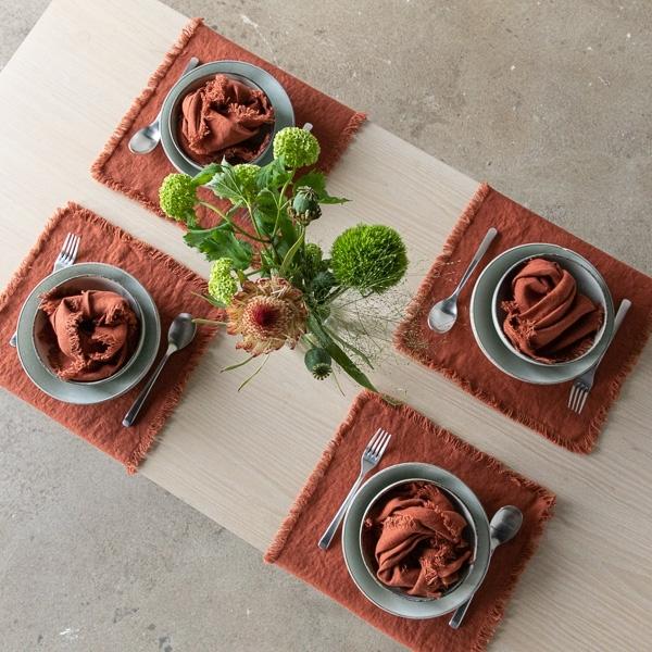 Linenme Linen Fabric Terra Brick