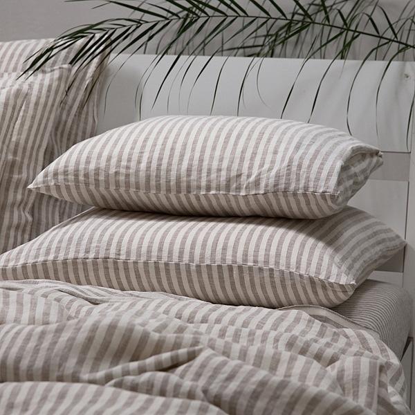 Linenme Linen Fabric Ticking Stripe Natural