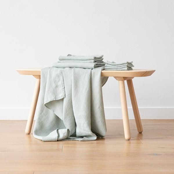 Linenme Linen Fabric Waffle Sea Foam