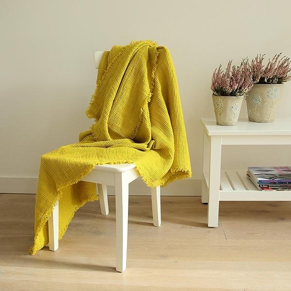 Linenme Linen Fabric Washed Citrine Waffle
