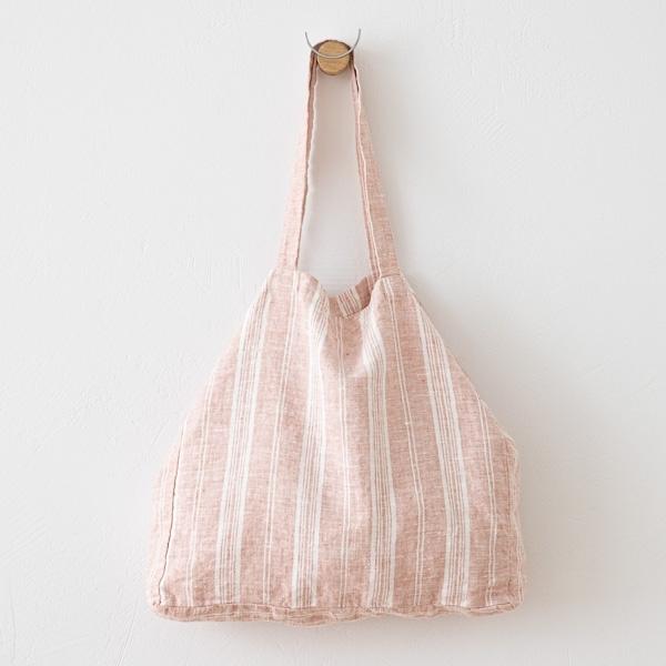 Linenme Linen Fabric Washed Multistripe Rosa