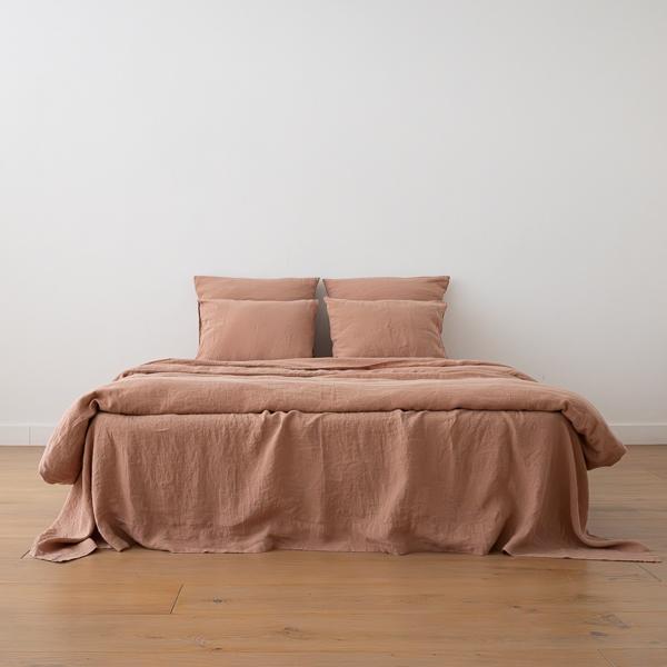 Linenme Linen Flat Sheet Vintage Rose Stone Washed