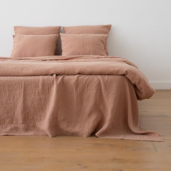Linenme Linen Flat Sheet Vintage Rose Stone Washed