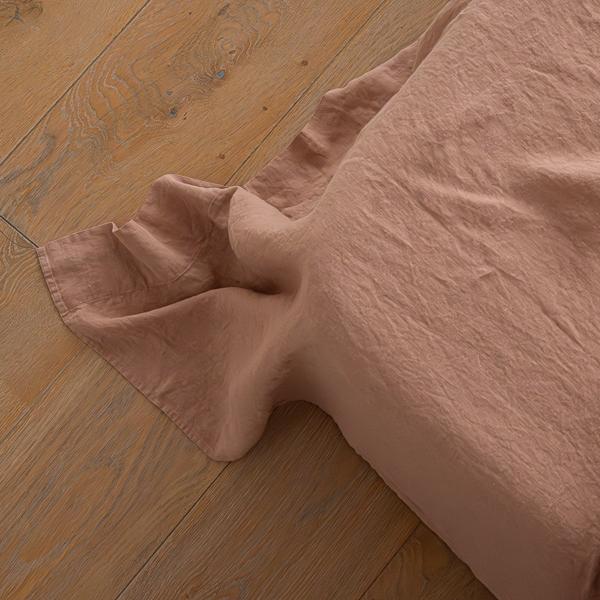 linenme Linen Flat Sheet Vintage Rose Stone Washed