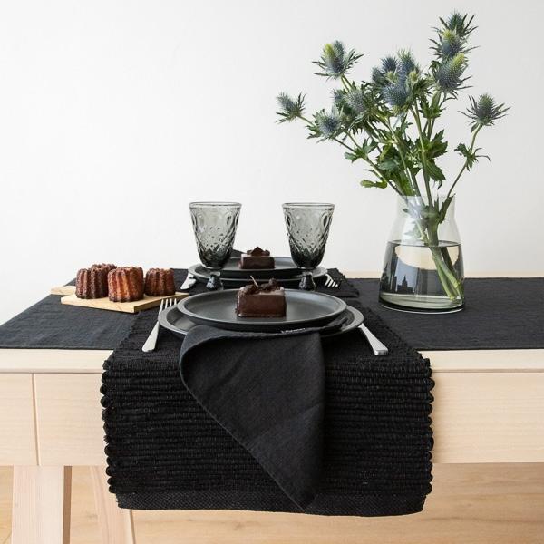 Linenme Linen Hand Woven Placemat Black Terra