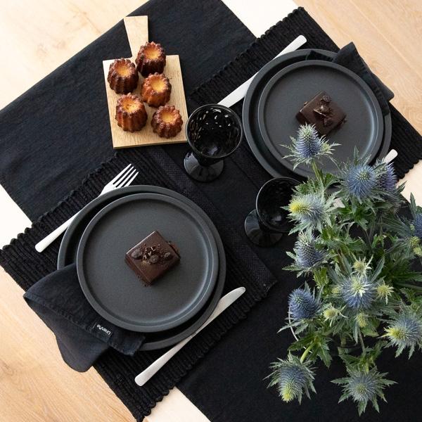Linenme Linen Hand Woven Placemat Black Terra