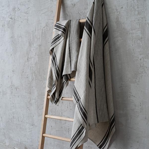 Linenme Linen Huckaback Bath Towel Black Provence