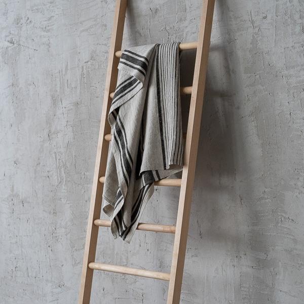 Linenme Linen Huckaback Bath Towel Black Provence