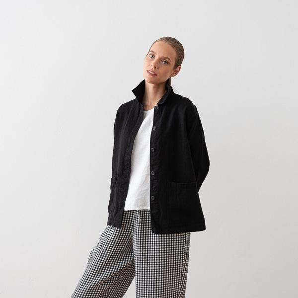 Linenme Linen Jacket Black Tokyo