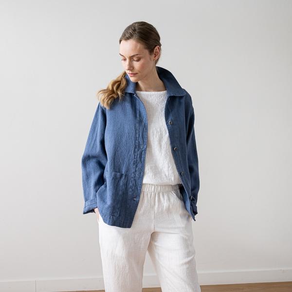 Linenme Linen Jacket French Blue Tokyo