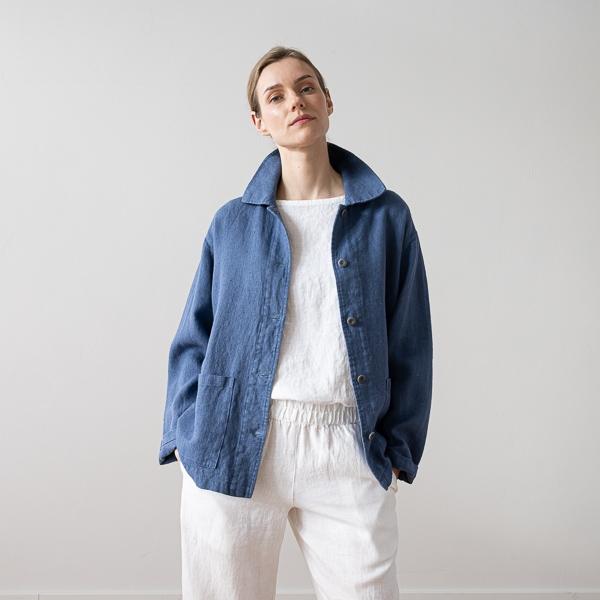 Linenme Linen Jacket French Blue Tokyo