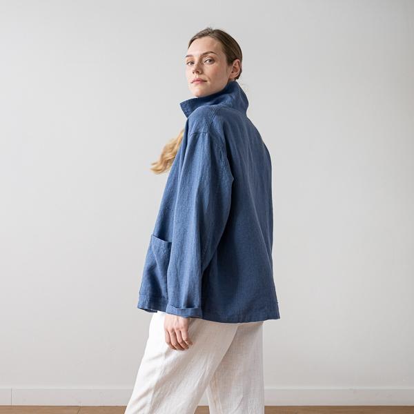 Linenme Linen Jacket French Blue Tokyo