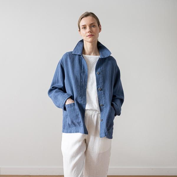 linenme Linen Jacket French Blue Tokyo
