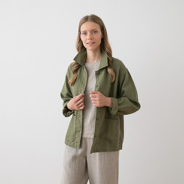 Linenme Linen Jacket Olive Green Tokyo