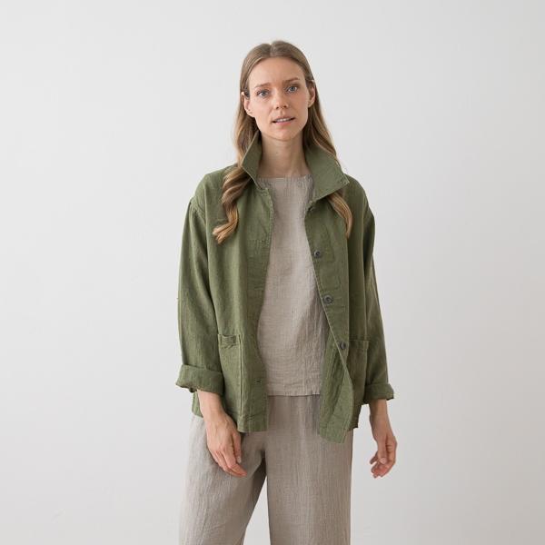 Linenme Linen Jacket Olive Green Tokyo