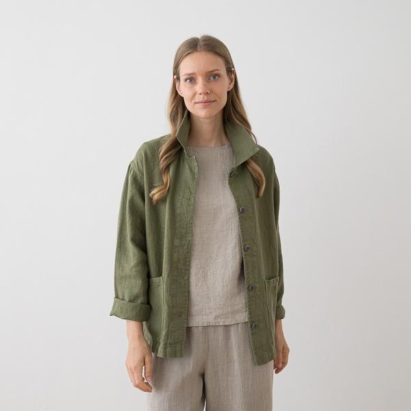 linenme Linen Jacket Olive Green Tokyo