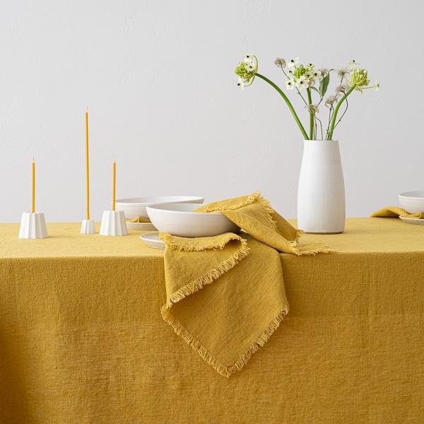 Linenme Linen Napkin Antique Gold Terra Fringe