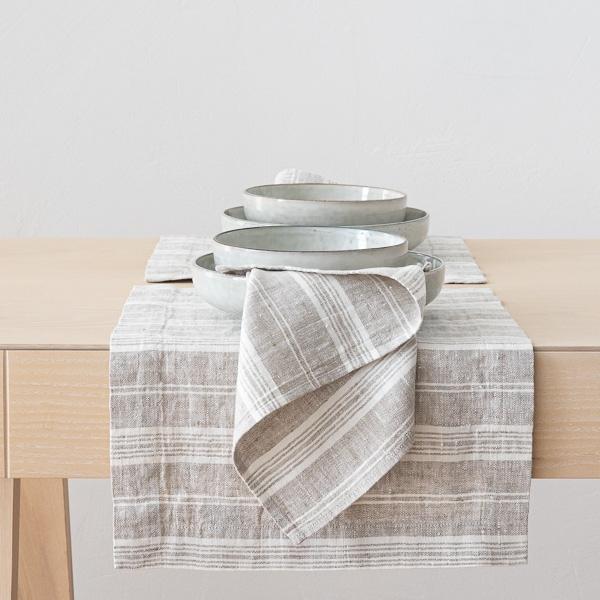 Linenme Linen Napkin Birch Multistripe