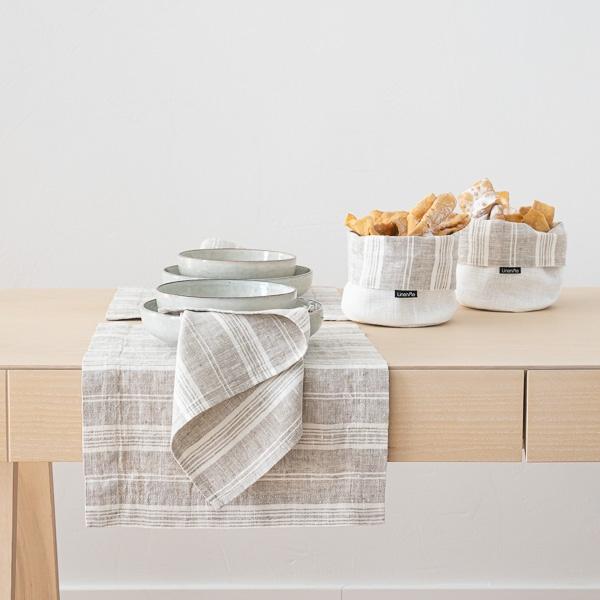 Linenme Linen Napkin Birch Multistripe