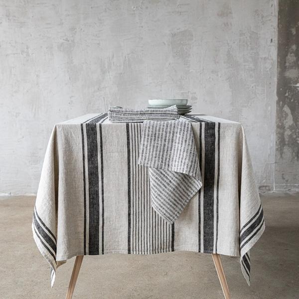 Linenme Linen Napkin Black Natural Brittany