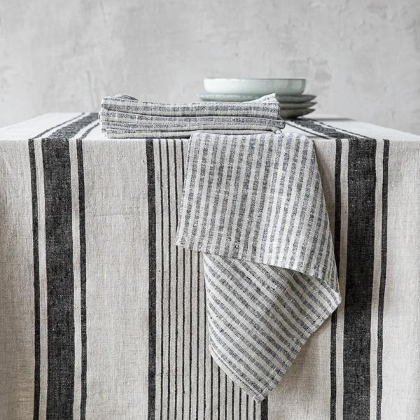 Linenme Linen Napkin Black Natural Brittany