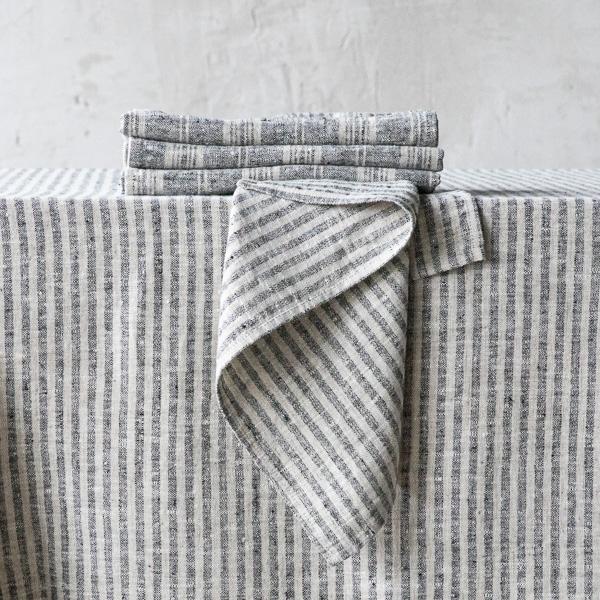 Linenme Linen Napkin Black Natural Brittany