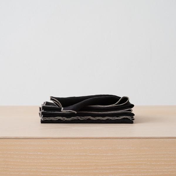 linenme Linen Napkin Black Natural Venezia