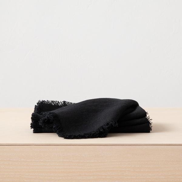 linenme Linen Napkin Black Terra Fringe