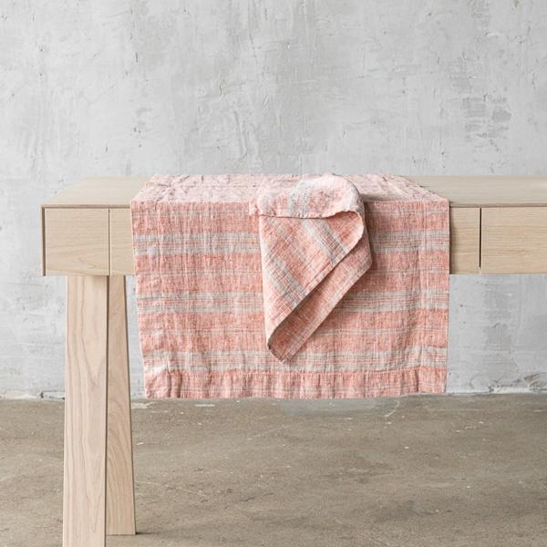 Linenme Linen Napkin Brick Natural Multistripe