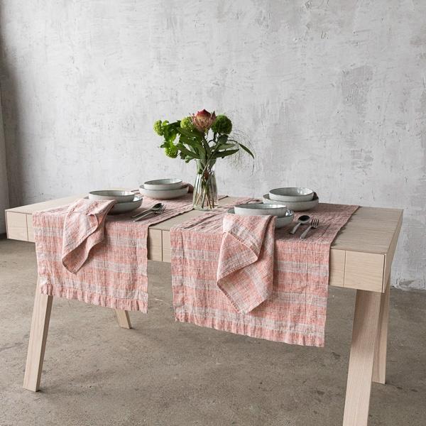 Linenme Linen Napkin Brick Natural Multistripe