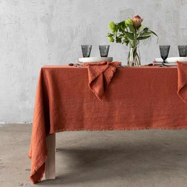 Linenme Linen Napkin Brick Terra Fringe