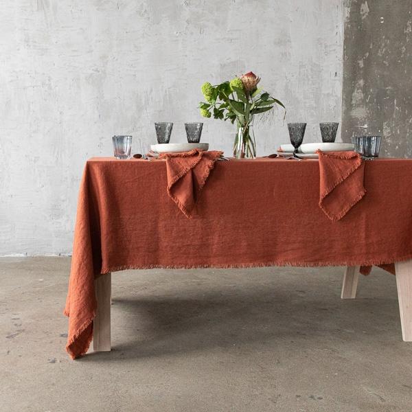 Linenme Linen Napkin Brick Terra Fringe