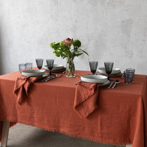 Linenme Linen Napkin Brick Terra Fringe