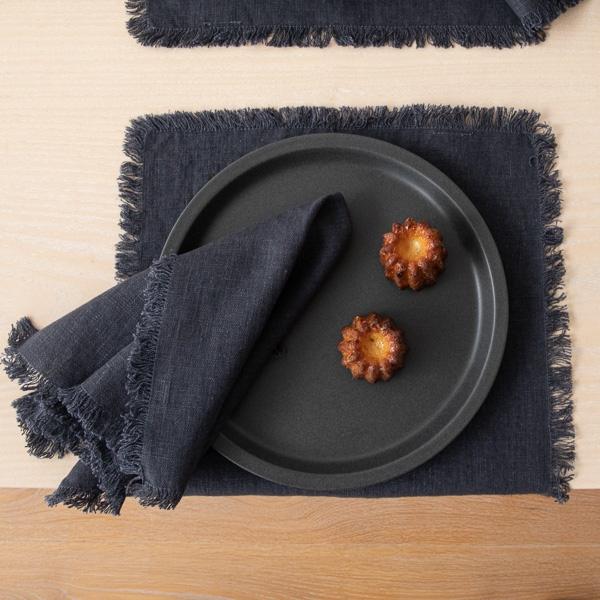 Linenme Linen Napkin Charcoal Terra Fringe