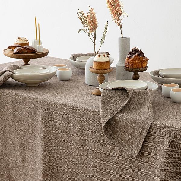 Linenme Linen Napkin Choco Natural Chevron