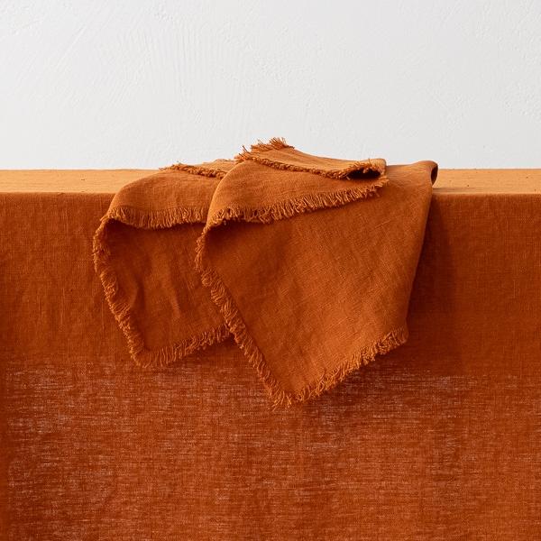linenme Linen Napkin Cinnamon Terra Fringe