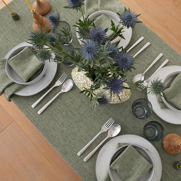 Linenme Linen Napkin Forest Green Chevron