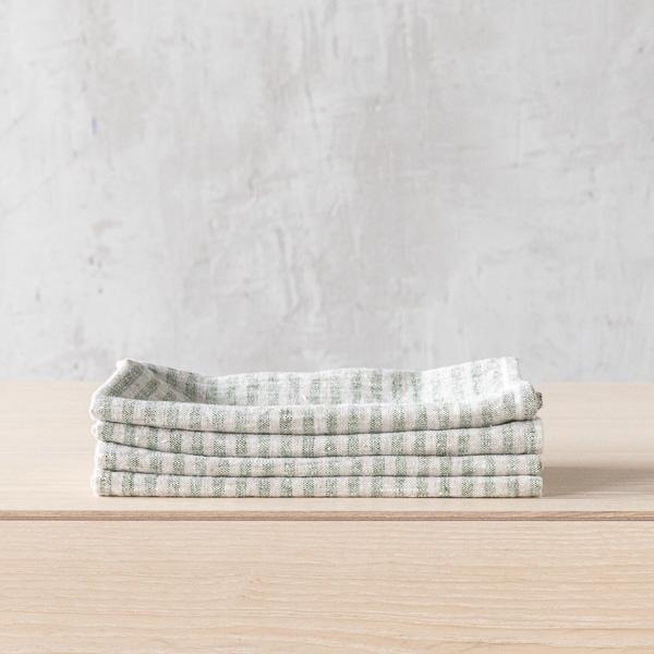 linenme Linen Napkin Forest Green Natural Brittany